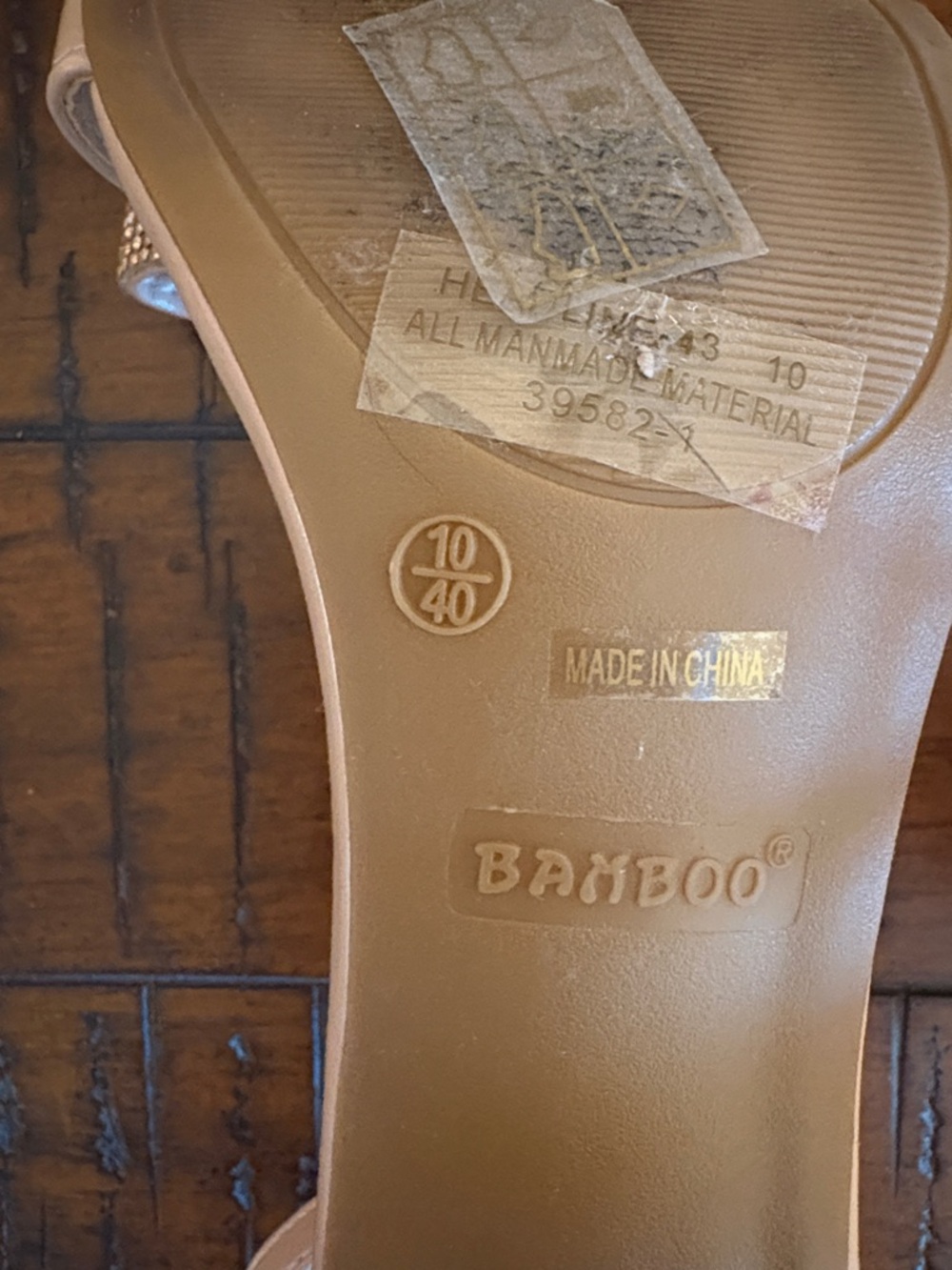 BAMBOO Nude/Tan Jeweled Bow Ankle-Strap Block Heels - Picture 5 of 7